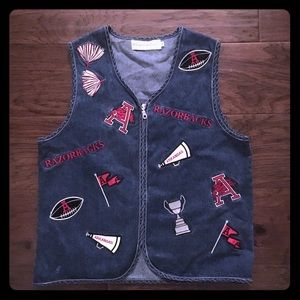 🐗NEW PRICE🐴ARKANSAS RAZORBACK VINTAGE DENIM VEST